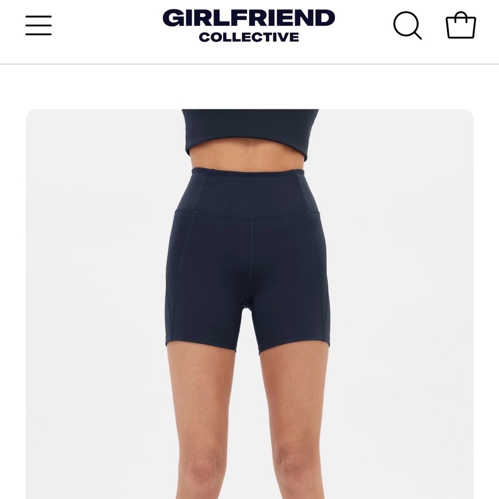 Girlfriend collective Navy bike shorts